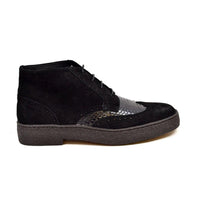 Thumbnail for British Walkers Men’s Wingtip Black Snake Skin & Suede