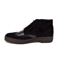 Thumbnail for British Walkers Men’s Wingtip Black Snake Skin & Suede