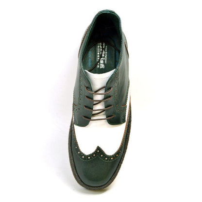 British Walkers Men's Wingtip Green And White Leather Shoes by British Walkers – Don't Panic Shoes