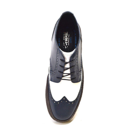 British Walkers Men's Wingtip Navy And White Leather Shoes by British Walkers – Don't Panic Shoes