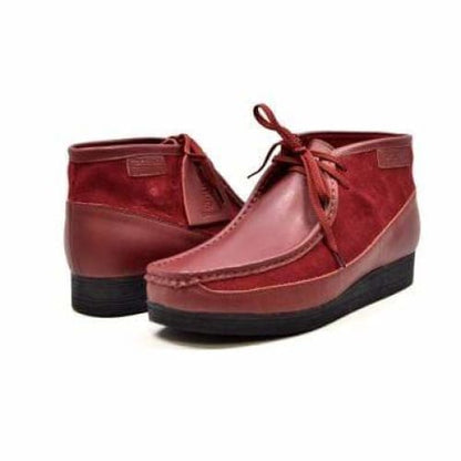 BritiSh Walkers New Castle – Cherry Red Leather & Suede Men’s Chukka Boot | Rich Two - Tone Craft With Bold British Elegance Shoes by British Walkers – Don't Panic Shoes