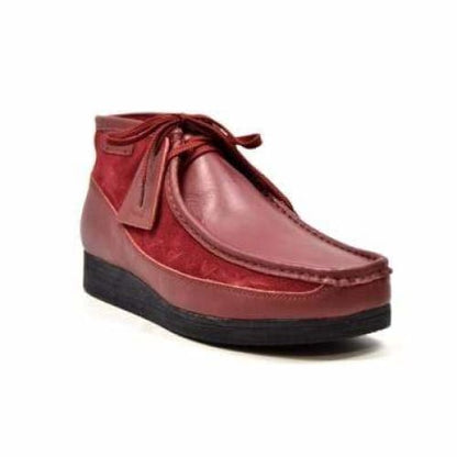 BritiSh Walkers New Castle – Cherry Red Leather & Suede Men’s Chukka Boot | Rich Two - Tone Craft With Bold British Elegance Shoes by British Walkers – Don't Panic Shoes