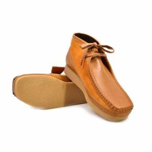 BritiSh Walkers New Castle – Cognac Suede & Leather Men’s Chukka Boot | Rich Two - Tone Craft With Heritage Luxury Style Shoes by British Walkers – Don't Panic Shoes