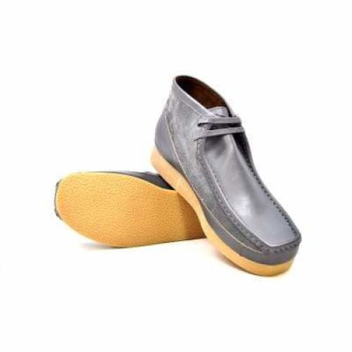 BritiSh Walkers New Castle – Gray Leather & Suede Men’s Chukka Boot | Modern Two - Tone Craft With Refined Urban Style Shoes by British Walkers – Don't Panic Shoes