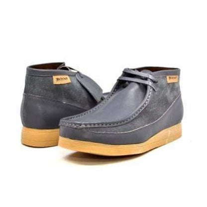 BritiSh Walkers New Castle – Gray Leather & Suede Men’s Chukka Boot | Modern Two - Tone Craft With Refined Urban Style Shoes by British Walkers – Don't Panic Shoes