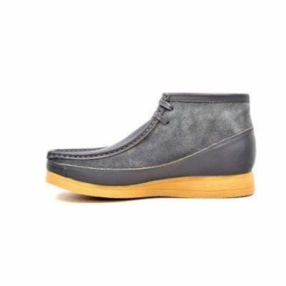 BritiSh Walkers New Castle – Gray Leather & Suede Men’s Chukka Boot | Modern Two - Tone Craft With Refined Urban Style Shoes by British Walkers – Don't Panic Shoes