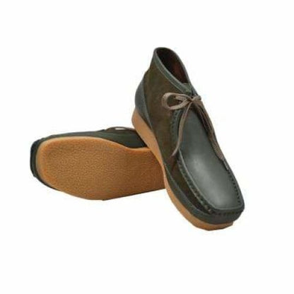 BritiSh Walkers New Castle – Green Leather & Suede Men’s Chukka Boot | Refined Two - Tone Craft With Modern Luxe Style Shoes by British Walkers – Don't Panic Shoes