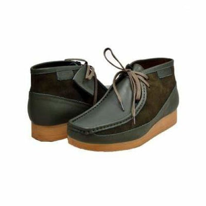 BritiSh Walkers New Castle – Green Leather & Suede Men’s Chukka Boot | Refined Two - Tone Craft With Modern Luxe Style Shoes by British Walkers – Don't Panic Shoes