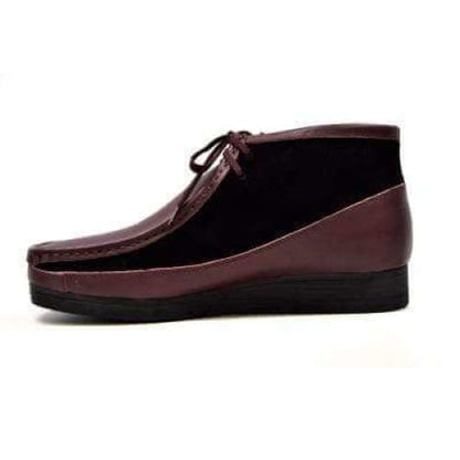 BritiSh Walkers New Castle Men’s Burgundy & Black Leather & Suede Chukka Boots – HAndcrafted Dual - Tone Statement Of Refined Power and Modern British Luxury Shoes by British Walkers – Don't Panic Shoes
