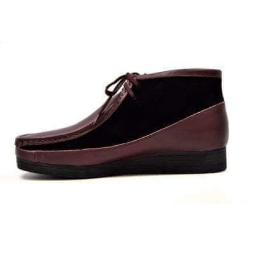 BritiSh Walkers New Castle Men’s Burgundy & Black Leather & Suede Chukka Boots – HAndcrafted Dual - Tone Statement Of Refined Power and Modern British Luxury Shoes by British Walkers – Don't Panic Shoes
