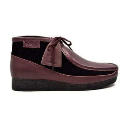 BritiSh Walkers New Castle Men’s Burgundy & Black Leather & Suede Chukka Boots – HAndcrafted Dual - Tone Statement Of Refined Power and Modern British Luxury Shoes by British Walkers – Don't Panic Shoes