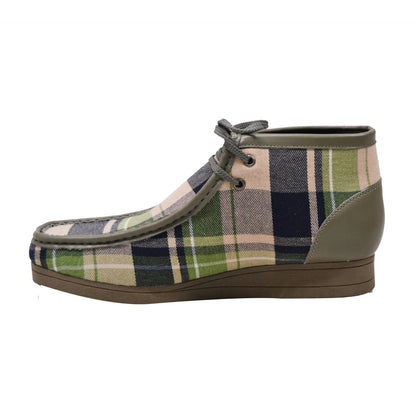 BritiSh Walkers New Castle – Multicolor Plaid Men’s Limited Edition Chukka Boot | Artistic Color - Block Design With Premium Luxe Detail Three Quarters by British Walkers – Don't Panic Shoes