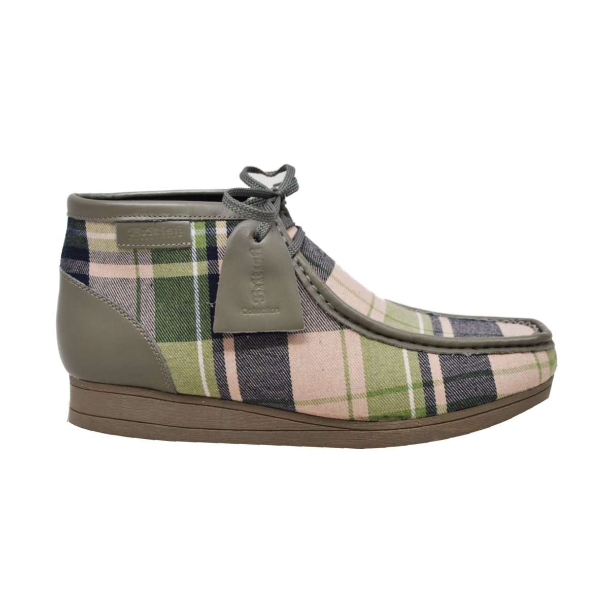 BritiSh Walkers New Castle – Multicolor Plaid Men’s Limited Edition Chukka Boot | Artistic Color - Block Design With Premium Luxe Detail Three Quarters by British Walkers – Don't Panic Shoes
