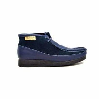 BritiSh Walkers New Castle – Navy Leather & Suede Men’s Chukka Boot | Sharp Two - Tone Craft With Modern British Style Shoes by British Walkers – Don't Panic Shoes