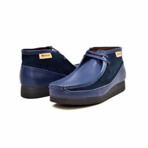 BritiSh Walkers New Castle – Navy Leather & Suede Men’s Chukka Boot | Sharp Two - Tone Craft With Modern British Style Shoes by British Walkers – Don't Panic Shoes