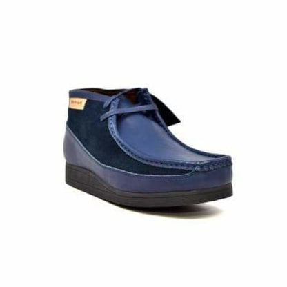 BritiSh Walkers New Castle – Navy Leather & Suede Men’s Chukka Boot | Sharp Two - Tone Craft With Modern British Style Shoes by British Walkers – Don't Panic Shoes