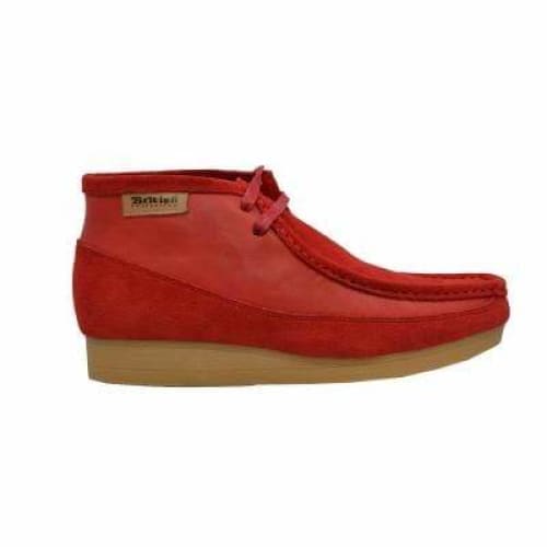 BritiSh Walkers New Castle – Red Suede & Leather Men’s Chukka Boot | Bold Mixed - Material Craft With Classic Luxe Style Shoes by British Walkers – Don't Panic Shoes