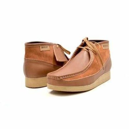 BritiSh Walkers New Castle – Tan Cognac Leather & Suede Men’s Chukka Boot | Warm Two - Tone Craft With Timeless British Ease Shoes by British Walkers – Don't Panic Shoes