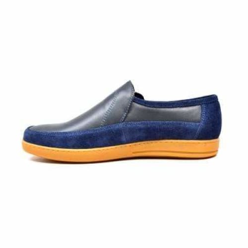 British Walkers Norwich Bally Style Men's Navy Blue Suede and Leather Slip Ons