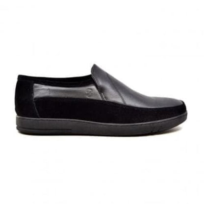 British Walkers Norwich Bally Style Men's Black Suede And Leather Slip Ons Shoes by British Walkers – Don't Panic Shoes