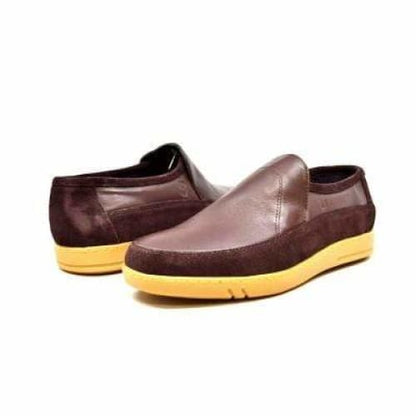 British Walkers Norwich Bally Style Men's Brown Suede And Leather Slip Ons Shoes by British Walkers – Don't Panic Shoes