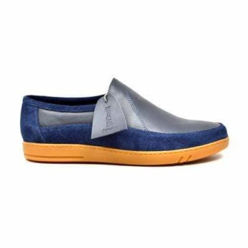 British Walkers Norwich Bally Style Men's Navy Blue Suede And Leather Slip Ons Shoes by British Walkers – Don't Panic Shoes
