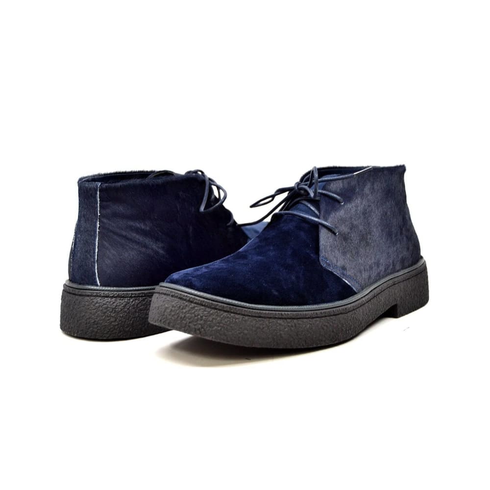 British Walkers Playboy Classic Men's Navy Suede And Pony Skin Chukka Boots Shoes by British Walkers – Don't Panic Shoes