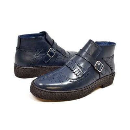 British Walkers Playboy Manhattan Wingtip Men's Navy Blue Leather Chukka Boots Shoes by British Walkers – Don't Panic Shoes
