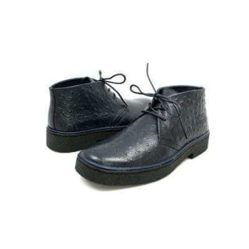 British Walkers Playboy Men's Navy Ostrich Leather Chukka Boots