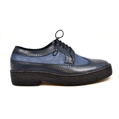 BritiSh Walkers Playboy Original Men’s Navy Blue Leather Wingtip Oxfords – Handcrafted Crepe Sole Classic With Timeless British Cool Shoes by British Walkers – Don't Panic Shoes
