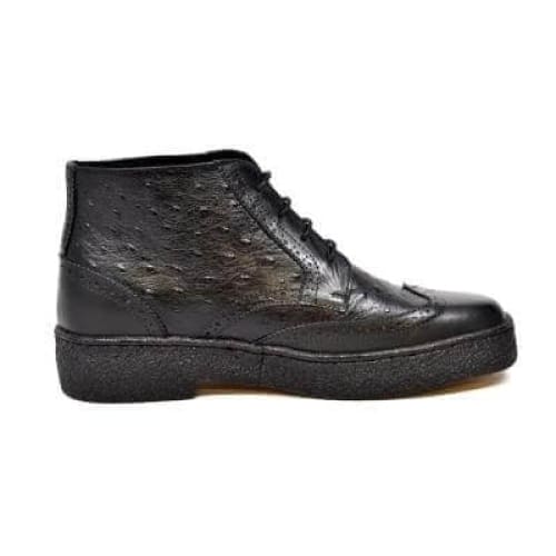 British Walkers Playboy Original Ostrich Wingtip Men's Black Leather And Ostrich High Tops Chukka Boots Shoes by British Walkers – Don't Panic Shoes