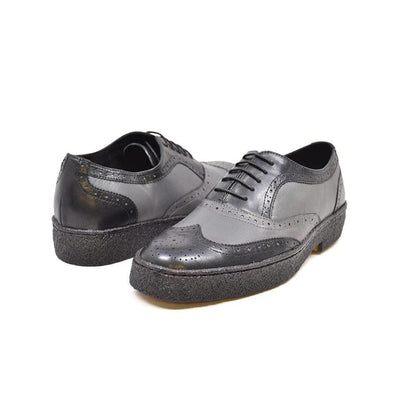 British Walkers Playboy Original Wingtips Men's Gray And Black Leather Custom Made Low Cut Oxfords Shoes by British Walkers – Don't Panic Shoes