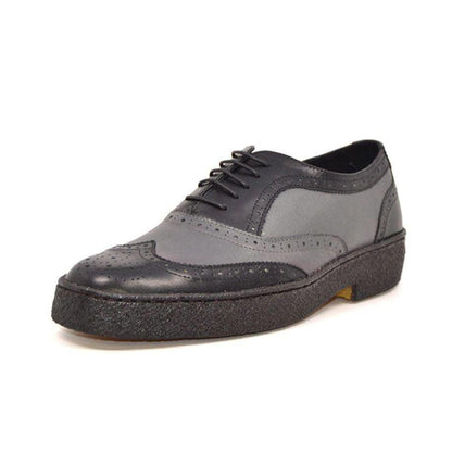 British Walkers Playboy Original Wingtips Men's Gray And Black Leather Custom Made Low Cut Oxfords Shoes by British Walkers – Don't Panic Shoes