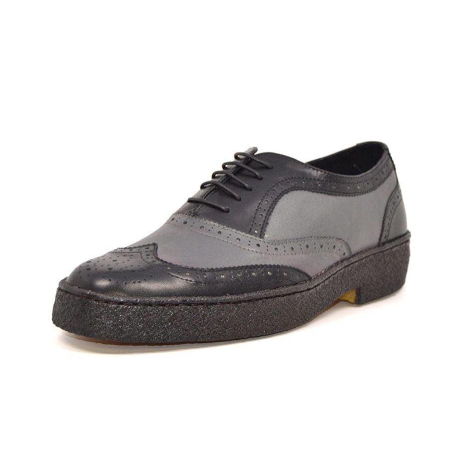 British Walkers Playboy Original Wingtips Men's Gray And Black Leather Custom Made Low Cut Oxfords Shoes by British Walkers – Don't Panic Shoes