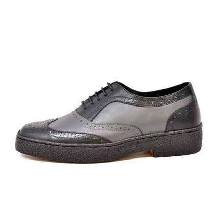 British Walkers Playboy Original Wingtips Men's Gray And Black Leather Custom Made Low Cut Oxfords Shoes by British Walkers – Don't Panic Shoes