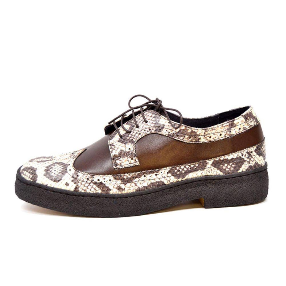 British Walkers Playboy Originals Wingtip Men's Brown Leather And Snake Skin Low Cut Oxfords Shoes by British Walkers – Don't Panic Shoes