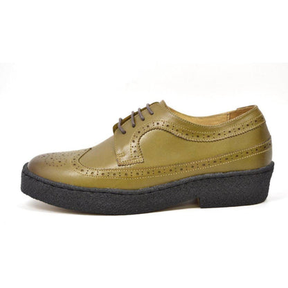 British Walkers Playboy Originals Wingtips Men's Olive Leather Low Cut Oxfords Shoes by British Walkers – Don't Panic Shoes