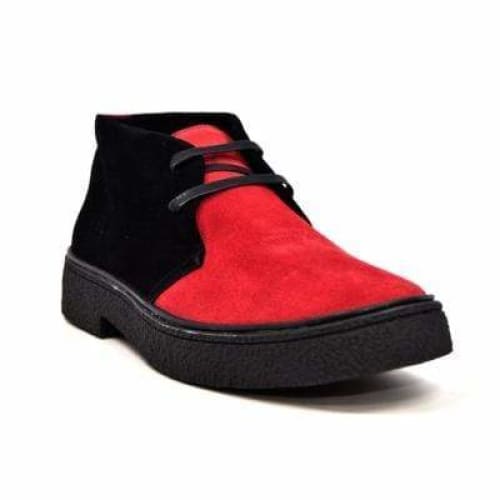 British Walkers Playboy Trinidad Men's Two Tone Red And Black Suede Chukka Boots Shoes by British Walkers – Don't Panic Shoes