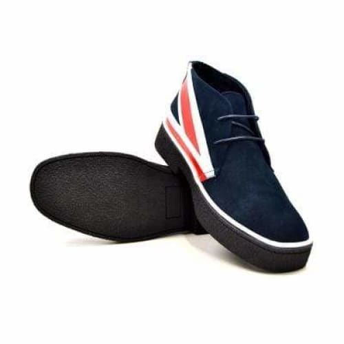 British Walkers Playboy Union Jack Men's Red White and Blue Suede Chukka Boots