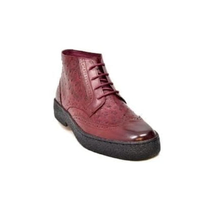 British Walkers Playboy Wingtip Men's Burgundy Ostrich Leather High Tops Boots Chukka Boots Shoes by British Walkers – Don't Panic Shoes