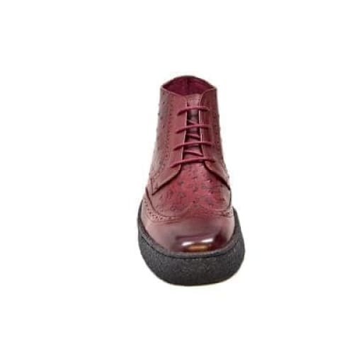 British Walkers Playboy Wingtip Men's Burgundy Ostrich Leather High Tops Boots Chukka Boots Shoes by British Walkers – Don't Panic Shoes