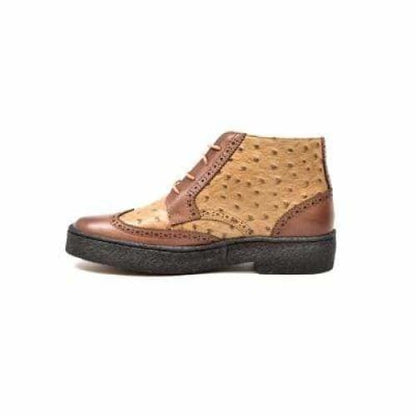 British Walkers Playboy Wingtip Men's Tan And Cognac Ostrich Leather High Tops Chukka Boots Shoes by British Walkers – Don't Panic Shoes