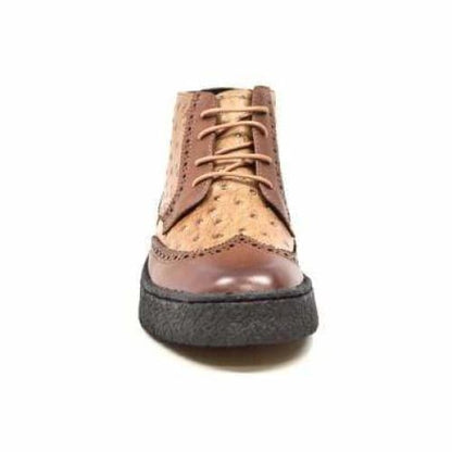 British Walkers Playboy Wingtip Men's Tan And Cognac Ostrich Leather High Tops Chukka Boots Shoes by British Walkers – Don't Panic Shoes