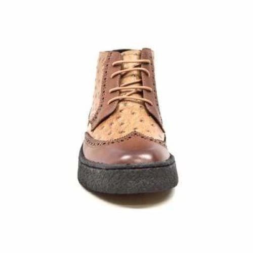 British Walkers Playboy Wingtip Men's Tan And Cognac Ostrich Leather High Tops Chukka Boots Shoes by British Walkers – Don't Panic Shoes