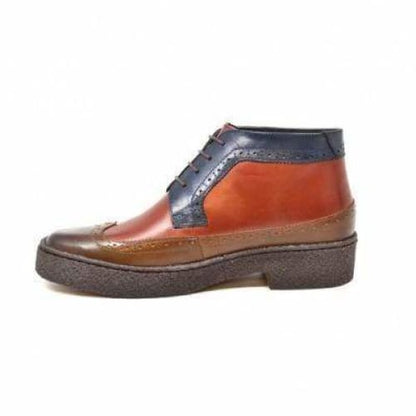 British Walkers Playboy Wingtip Men's Three Tone Olive Combo Leather Chukka Boots Shoes by British Walkers – Don't Panic Shoes