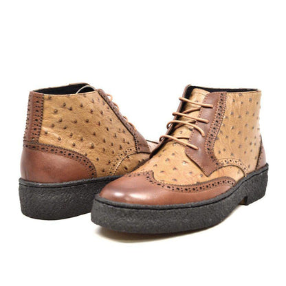 BritiSh Walkers Playboy Wingtip – Ostrich Leather Men’s Limited Edition Chukka Boot | Exotic Heritage Craft With Premium Luxe Detail Shoes by British Walkers – Don't Panic Shoes