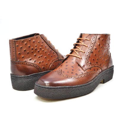 BritiSh Walkers Playboy Wingtip – Ostrich Leather Men’s Limited Edition Chukka Boot | Exotic Heritage Craft With Premium Luxe Detail Shoes by British Walkers – Don't Panic Shoes
