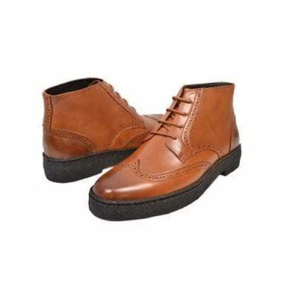British Walkers Playboy Wingtips Limited Edition Men's Cognac Leather High Top Boots Chukka Boots Shoes by British Walkers – Don't Panic Shoes