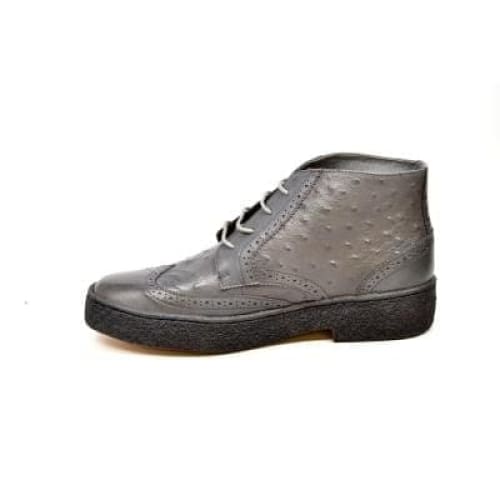 British Walkers Playboy Wingtips Limited Edition Men's Gray Ostrich Leather High Top Boots Chukka Boots Shoes by British Walkers – Don't Panic Shoes