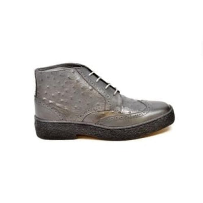 British Walkers Playboy Wingtips Limited Edition Men's Gray Ostrich Leather High Top Boots Chukka Boots Shoes by British Walkers – Don't Panic Shoes